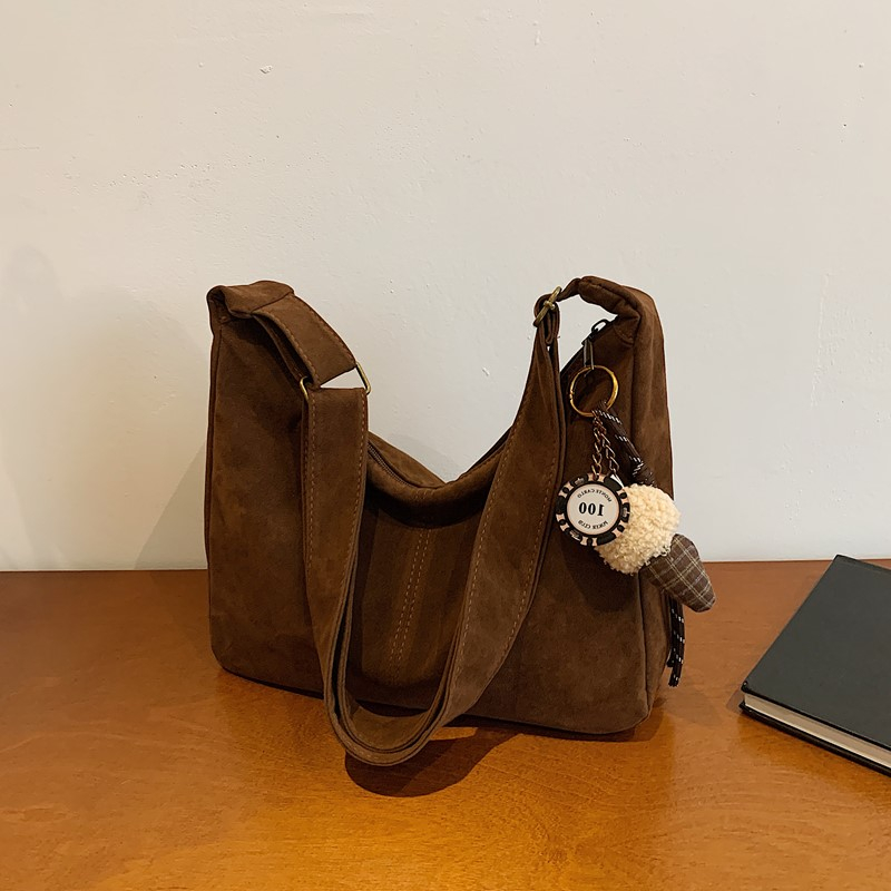 Women Bags Branded Sale - Einfarbige Umhängetaschen aus Wildlederimitat, große Kapazität,